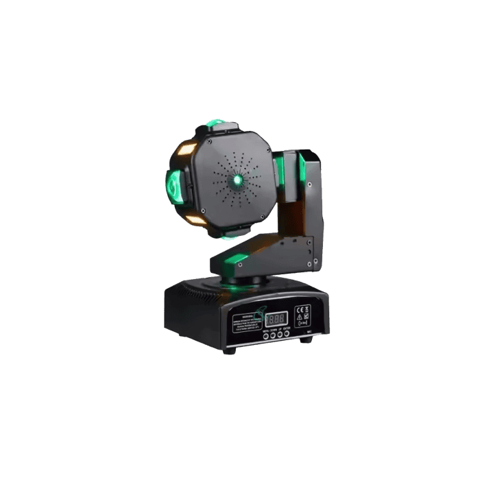 Mini Testa Mobile Alien LED RGBW Con Luce Calda Piu Laser Verde Rotazione Infinita 360 2