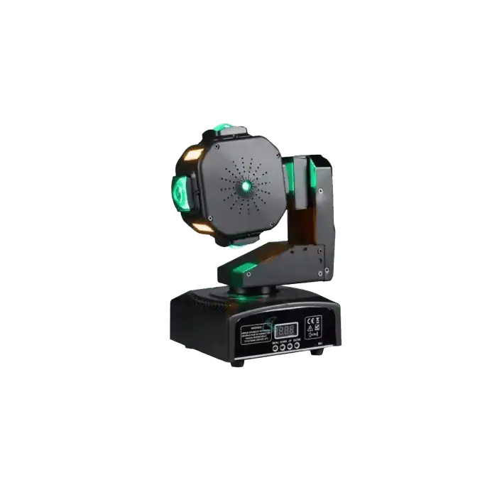 Mini Testa Mobile Alien LED RGBW Con Luce Calda Piu Laser Verde Rotazione Infinita 360 2