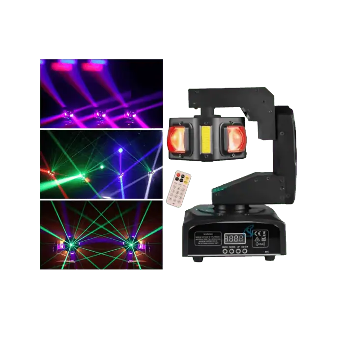 Mini Testa Mobile Alien LED RGBW Con Luce Calda Piu Laser Verde Rotazione Infinita 360 3