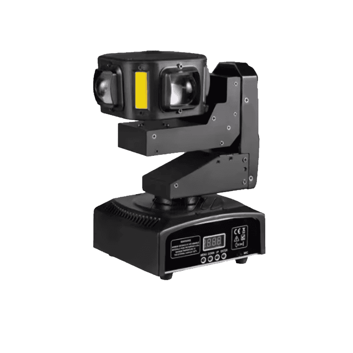 Mini Testa Mobile Alien LED RGBW Con Luce Calda Piu Laser Verde Rotazione Infinita 360