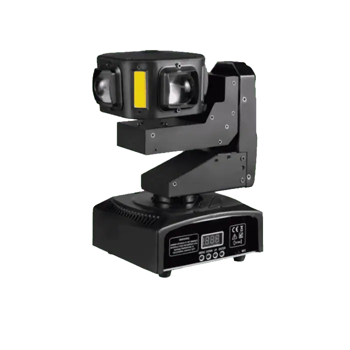 Mini Testa Mobile Alien LED RGBW Con Luce Calda Piu Laser Verde Rotazione Infinita 360