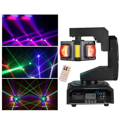 Mini Testa Mobile Alien LED RGBW Con Luce Calda Più Laser Verde Rotazione Infinita 360° - immagine 4