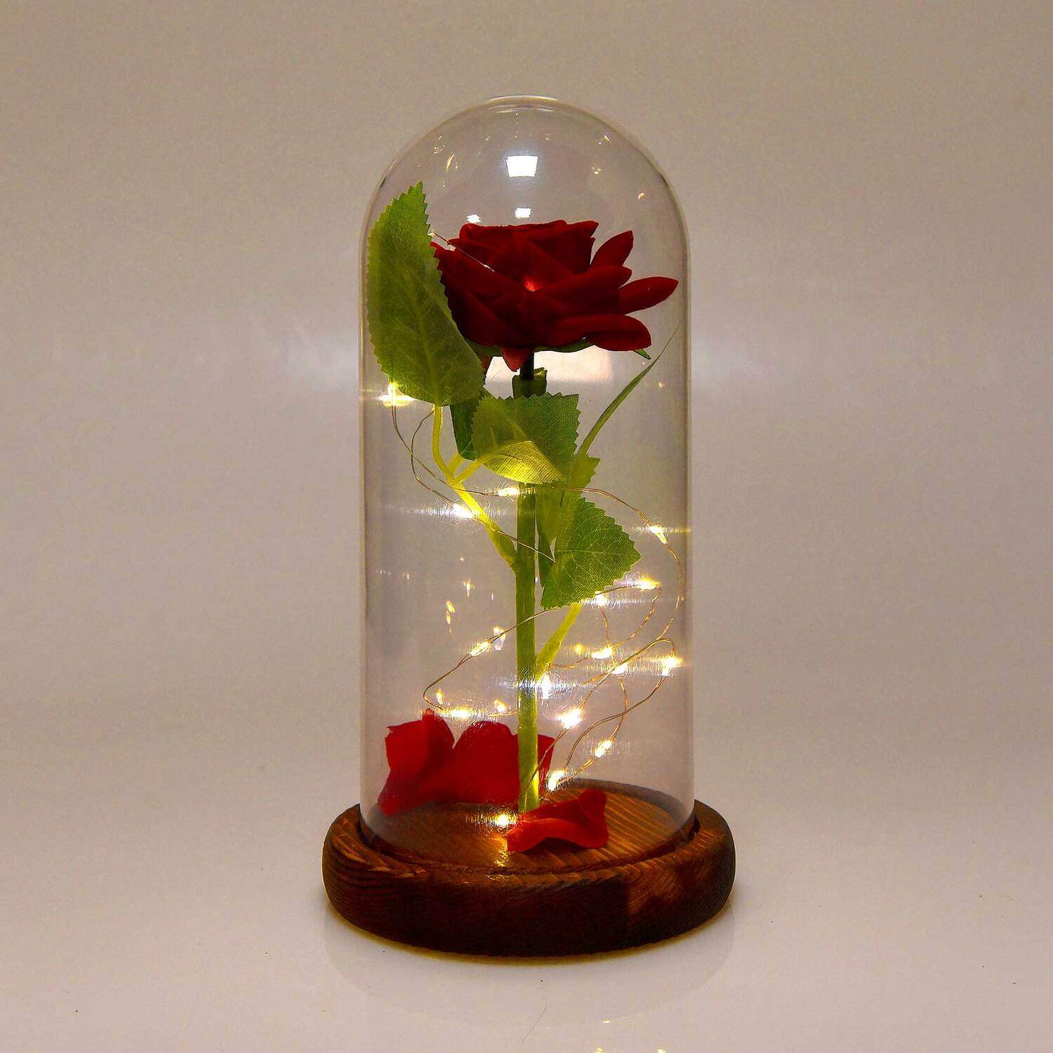 Campana_Decorativa_con_Rosa_e_20_MicroLED_Gialli_Accesi_su_Sfondo_Chiaro campana rosa eterna xc-4412