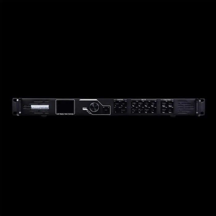 Processore VX400 Novastar per LED Wall Professionali in Prospettiva Frontale su Sfondo Nero