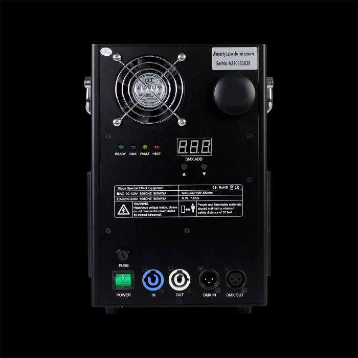 Cold Spark Machine 900w Retro in Prospettiva Frontale su Sfondo Nero