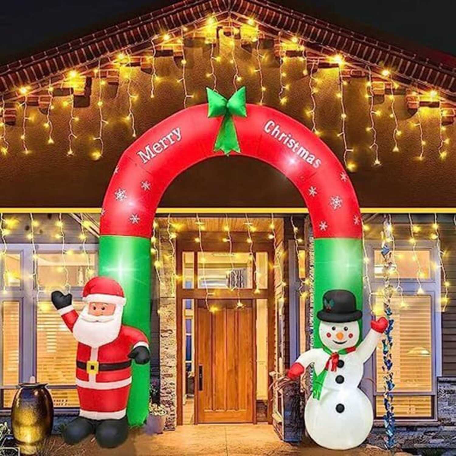 babbo natale pupazzo di neve arco natalizio gonfiabile xc-501291