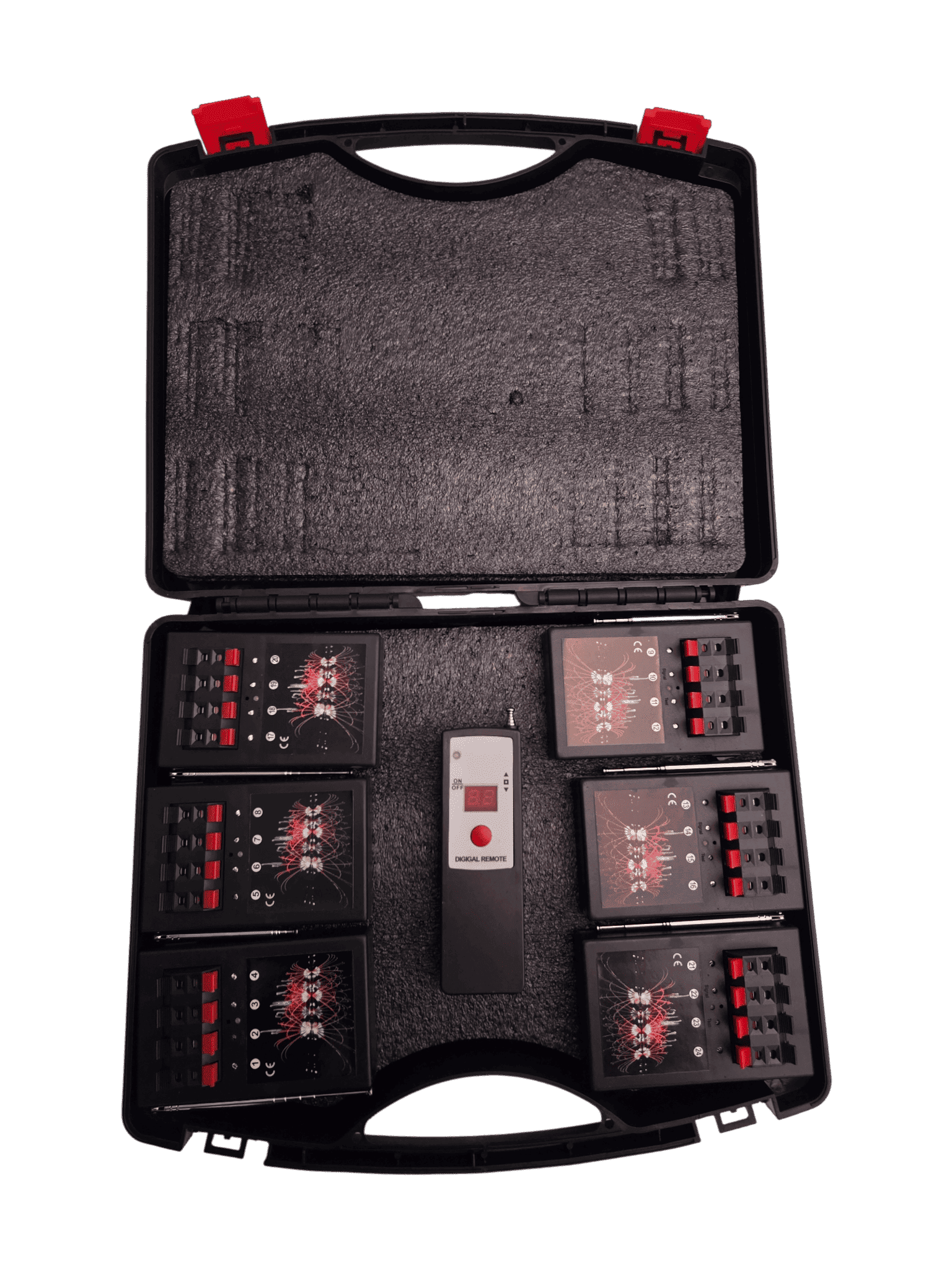 Kit 6 Accenditori Pirotecnici Con Telecomando Wireless A Distanza E Valigetta 1 NL-PWS24 kit 6 accenditori