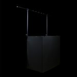 Tavolo Professionale DJ in Acciaio Nero su Sfondo Nero