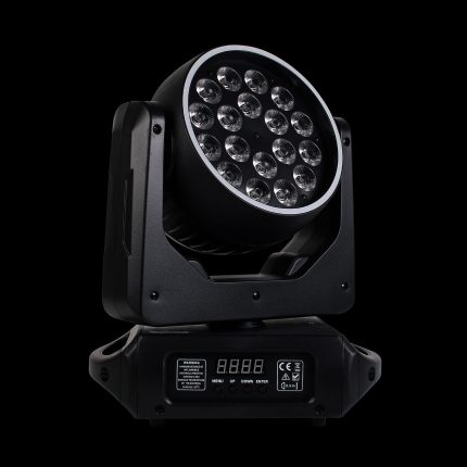 Testa Mobile Wash RGBW con Ring su Sfondo Nero