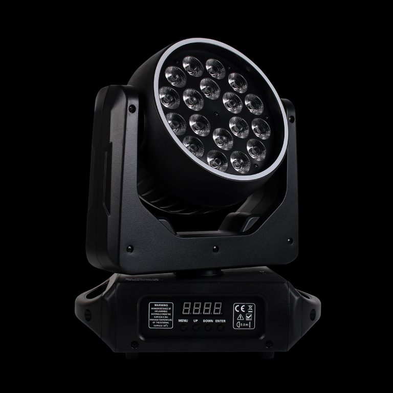 Testa Mobile Wash RGBW con Ring su Sfondo Nero